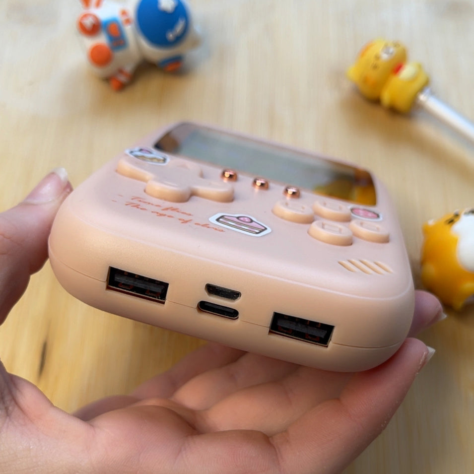 Cargador Portátil Con Videojuegos Retro Rosa
