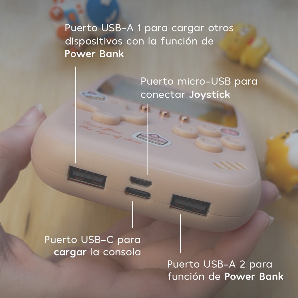 Cargador Portátil Con Videojuegos Retro Rosa