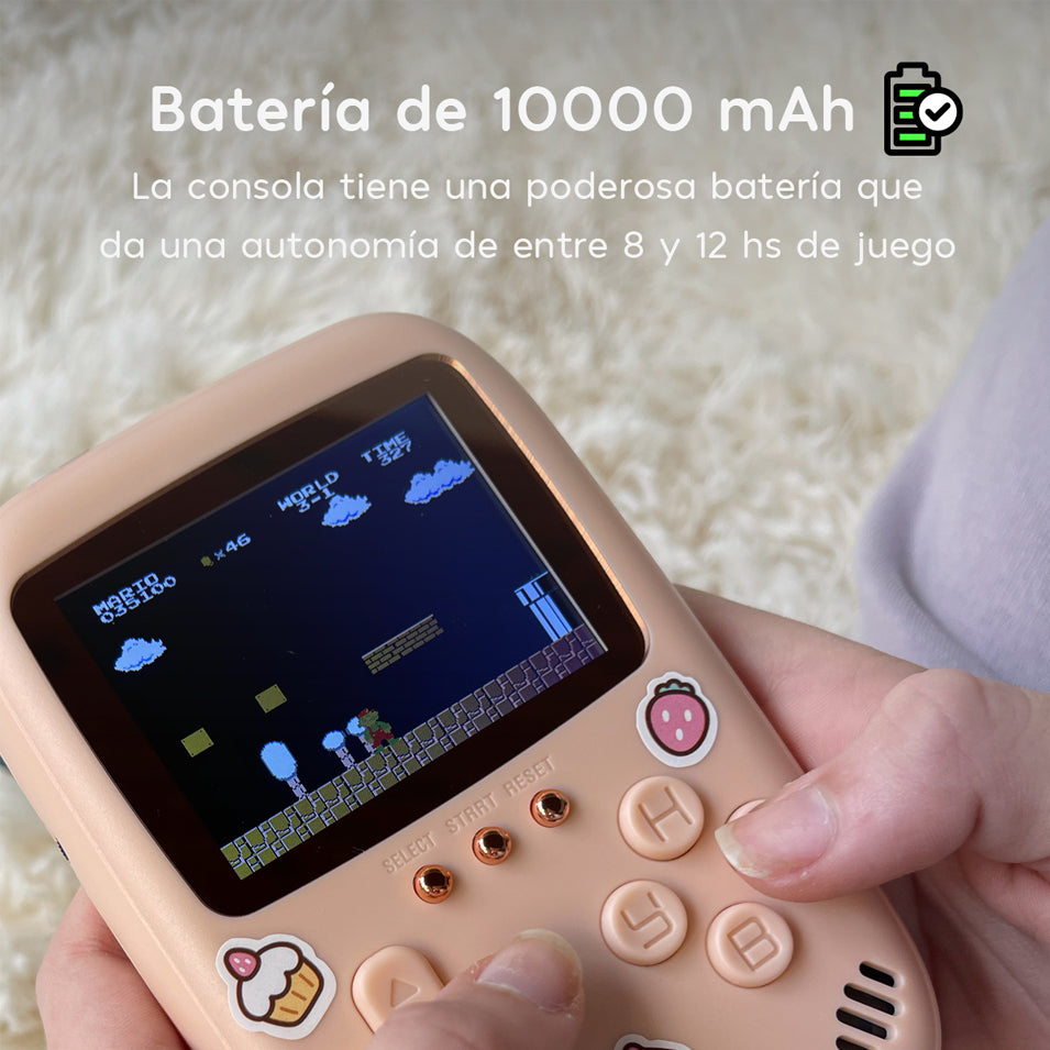 Cargador Portátil Con Videojuegos Retro Rosa