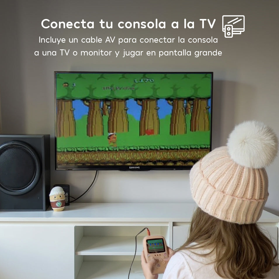 Cargador Portátil Con Videojuegos Retro Rosa